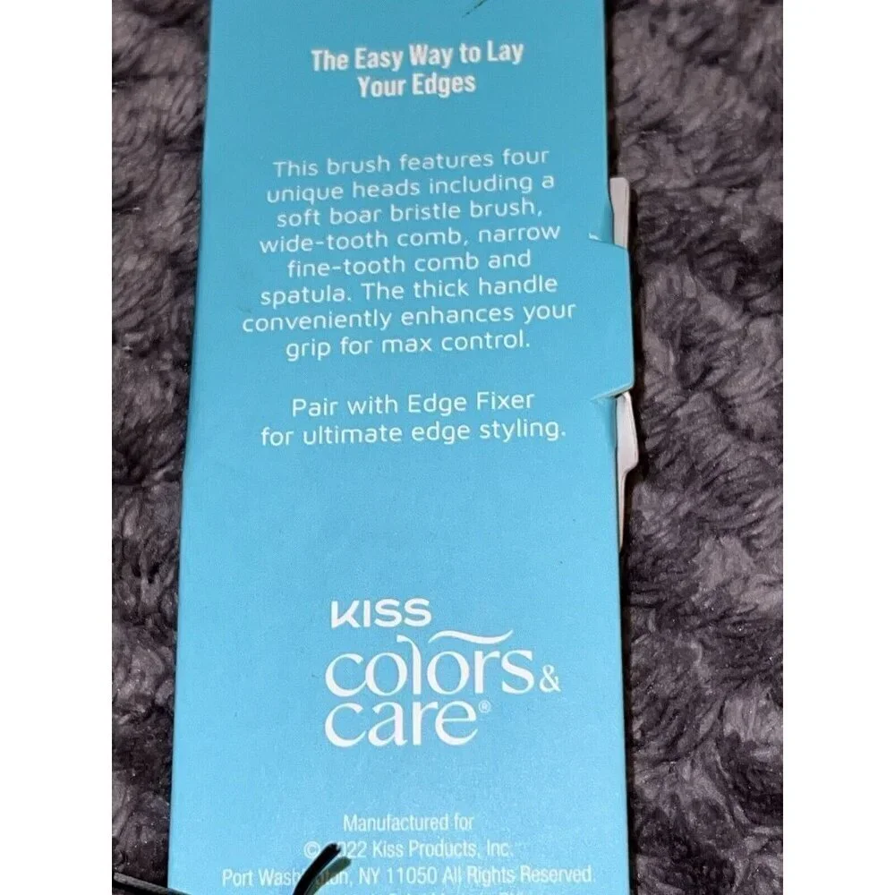 NEW KISS 4 in 1 Professional Hair Edge Styler 100% Soft Boar Bristles Brush Comb